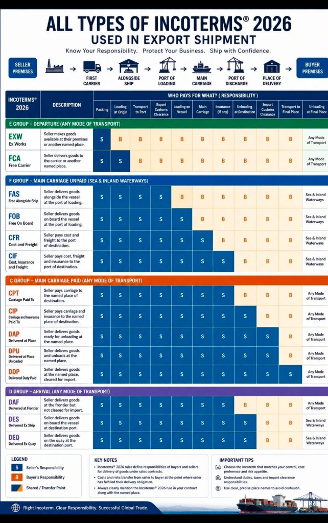 All Types of Incoterms 2026